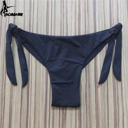 Swimwear 2022 Sexy Solid Thong Bikini Brazilian Cut Swimwear Women Bottom Adjustable Briefs Swimsuit Panties Underwear Thong Bathing Suit