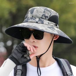 Berets Style Camo Bucket Hat For Men Tie-dye Print 10cm UV Protection Sun Water Proof Jungle Farm Outdoor Hiking Fishing Cap