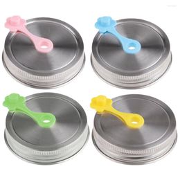 Dinnerware Sets 4pcs Airtight Caps Drinking Lids Kitchen Jars Protectors Metal