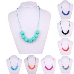 Chains MHS.SUN Food Grade Special Hexagon Silicone Beads Necklace Nursing Baby Chewable Jewellery For Breastfeeding Women ST3018