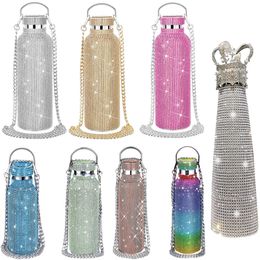 Water Bottles Queen Crown Diamond Portable Glitter Crossbody Stainless Steel Thermal Flask Home Decor 230510