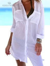 Cover-up New Beach Cover up robe Plage Pocket Swimsuit Cover up Sarong Beach Shirt Tops Bathing Suit Women Beachwear Pareo Tunic #Q469