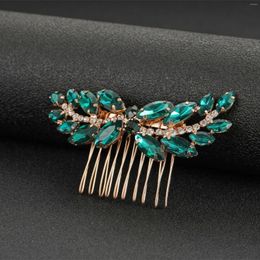 Hair Clips BLIJERY Dark Green Color Crystal Guest Wedding Accessories For Women Rhinestones Comb Bride Headdress Bridesmaid Gift