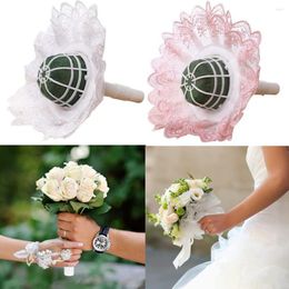 Decorative Flowers 1/2/4Pcs DIY Bridal Floral Foam Bouquet Handle Holder Wedding Bride Flower Decoration Event Party Decorations Supplies