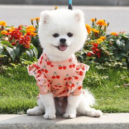 Dog Apparel Summer Pet Clothes Cherry Printed T-shirt Pets For Small Puppy Cat Vest Accessory SuppliesDog