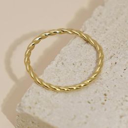 Cluster Rings Genuine 925 Sterling Silver Simple Lovely Twist Finger Ring Size 6 7 8 For Women Party Wedding 18K Gold Plated Jewellery