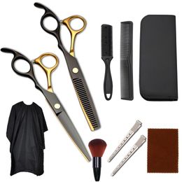 Hair Scissors 6 Inch 9pcs Stainless Shears Scissor Haircut Tools Japan Steel Cutting Kit