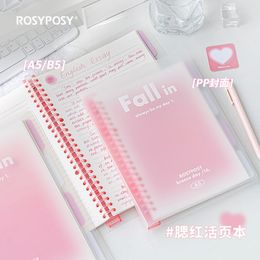 Notepads Binder Notebook A5 B5 Loose Leaf Transparent Cover Gradient Color Memo Note Diary Office School 230511