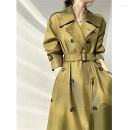Women's Trench Coats Retro British Style Windbreaker With Lining Women's Mid-Long Autumn High-End Hepburn Jacket Women Double Breasted