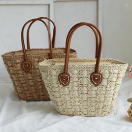 Evening Bags Women Straw Shoulder Bag 2023 Designer Purses And Handbags Female Fashion Solid Color Paper Rope Weaving Beach Bucket