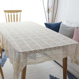 Table Cloth Retro Handmade Crochet Knitted Hollow Tablecloth(Randomly Sent With Tassels Or Without Tassels)