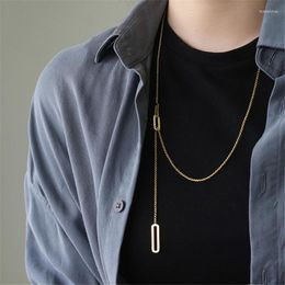 Pendant Necklaces Titanium Steel Plated 18K Gold Simple Geometric Sweater Chain Women Long Choker Fashion Jewellery Adjustable Size