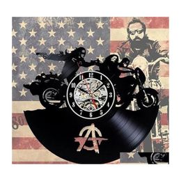 Wall Clocks Sons Of Anarchy Tv Series Handmade Record Clock Fan Gift Art Decor Classic Exclusive Drop Delivery Home Garden Dh4Ic