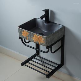 Bathroom Sink Faucets Wash Basin Simple Stainless Steel Bracket Washbasin Ceramic Wall-Hung Balcony Art Table