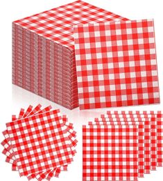 Table Napkin 100pcs Christmas Gingham Print Paper Napkins Disposable Checkered Cocktail 2 Layers Wedding Birthday Picnic 230511