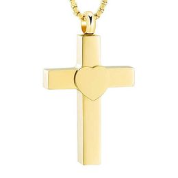Pendant Necklaces Cremation Jewelry For Human Forever In My Heart Cross Stainless Steel Memorial Urn Necklace Ashes Holder Keepsake JJ009Pen