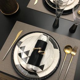 Plates Modern Kitchen Full Tableware Set Dinner Breakfast Black Plate Sets Pratos De Jantar Hospitality