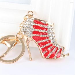 Keychains Red High Heels Shoe Pendant Charm Rhinestone Crystal Purse Bag Keyring Key Chain Accessories Wedding Party Lover Gift