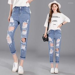 Women's Jeans Fashion Spring Summer Hole Blue Woman High Waist Carrot Denim Pants Korean Loose Slim Cotton Jean Femme Pant