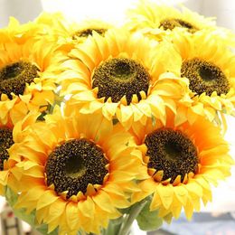 Decorative Flowers 67cm Sunflower Artificial Flower Branch Silk Daisy Fake Home Garden Wedding Party Office Decoration Flores Artificiais