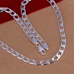 Chains 16-24inches Wholesale 8MM Flat Men Women Silver Color Luxury Wedding Necklace Fashion Solid Gifts Jewelry JSHN034