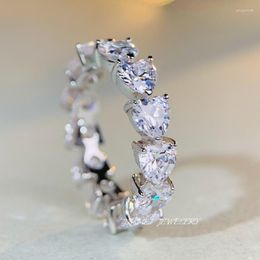 Cluster Rings Top Quality S925 Sterling Silver Engagement For Women Heart Diamond Couple Wedding Ring Luxury Jewellery