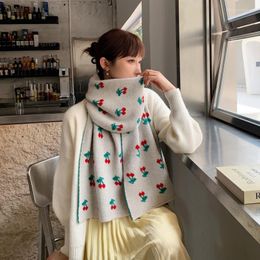 Scarves Fashion Imitation Cashmere Women Retro Fresh Cute Print Winter Warm Knitted Casual Sweet Wild Female Thick Long Wrap Shawl Scarf