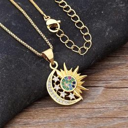 Pendant Necklaces Fashion Sun Moon Star Zircon Necklace Stainless Steel Bohemian Light Luxury Choker Jewellery Party Gifts For Women Girls