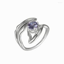 Cluster Rings Surflove Korean Version Purple Zircon For Women Fashion Personality Open Adjustable Ring Gothic Accessories