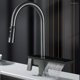 Kitchen Faucets Modern Brass Sink Faucet With 3 Mode Sprayer One Hole Rainfall Cold Water Tap Fashion Style Black