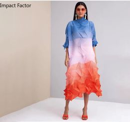Ethnic Clothing 2023 Miyake Pleated And Gradually Changing Dress Spring Loose Slimming Style Long Women S Stock 230511
