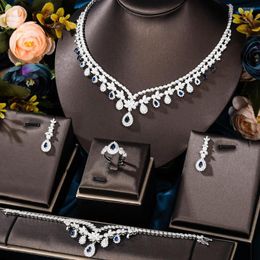 Necklace Earrings Set KellyBola Jewellery Dubai Africa Exclusive Customised High Quality 4PCS Ladies Wedding Engagement Banquet Festive