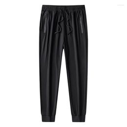 Men's Pants Summer Ice Silk Black Sweatpants Men Joggers Sportswear Track Large Size 7xl 8XL Casual Male Trousers With Zipper Pocket