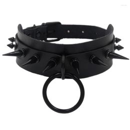 Belts Necklaces For Women Harajuku Punk Double PU Leather Black Peg Collar Necklace Choker Club Rivet Goth Belt