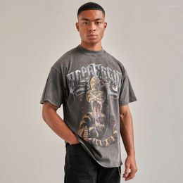 Men's T Shirts As Good Dead T-Shirt Python Print Washed And Worn High Street High-quality Men Women Cotton Short-sleeve