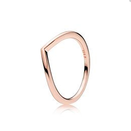 Rose Gold Polished Wishbone Ring for Pandora 925 Sterling Silver Party Jewelry designer Stacking Rings For Women Men Luxury Couple's ring with Original Box Set