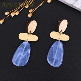 Dangle Earrings Fashion Acrylic For Women Acetic Acid Boho Geometric Long Drop Earings Metal Wood Earring Statement Jewelry