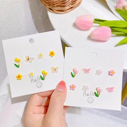 Stud Earrings Cute Romantic Colourful Butterfly Flower Set Irregular Geometric Mini Studs For Women Girl Jewellery Gifts