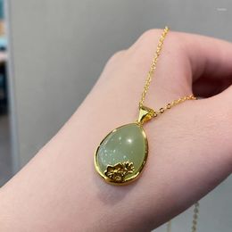 Pendant Necklaces Antique Hetian Jade Necklace For Women Elegant Aesthetic Designer Jewellery Accessories Luxury Gift To Girlfriend 2023