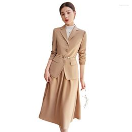 Two Piece Dress High Quality Korean Spring Autumn Loose Skirt Blazer Sets Outfits Female Formal Business Womens Office Ladies Work Jacket