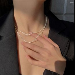 Chains Silver Colour Sparkling Clavicle Chain Choker Necklaces For Women Trend Collarbone On The Neck Wedding Party Jewellery KAN234