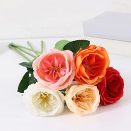 Decorative Flowers Artificial Rose Flower Non-Fading Clear Veins Fake Wedding Decoration DIY Craft