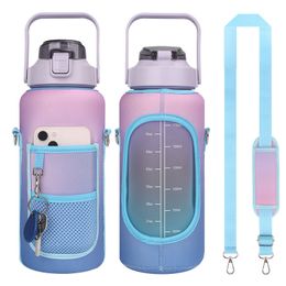 Other Home Garden 2L Water Bottle Covers Large Capacity Motivational Bottles Holder Bag Thermos Sleeve Drinkware Accessories Only 230510