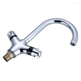 Kitchen Faucets 1PC Brass Chrome Faucet Bowl Thermostat And Cold Water Mixing Valve Tap Deck Mount