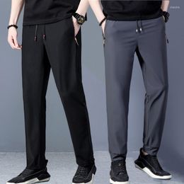 Men's Pants Ice Silk Nylon Casual Men's 2023 Summer Stretch Straight Leg Corset Sports Trousers Business Quick Drying Men