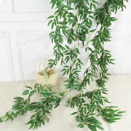 Decorative Flowers 174cm Silk Artificial Ivy Rattan Leaves Garland Green Wall Hanging Vine Fake Plant Home Wedding Party Decor Christmas DIY