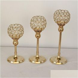 Candle Holders Vintage Tealight Party Glass Stand Dining Table Crystal Candlestick Home Desktop Decor Holder Gold Drop Deliv Dh4Ix