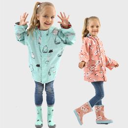 Rain Gear Raincoat Kids Cartoon Unicorn Waterproof Rain Coat Polyester Boys Clothes Outdoor Children Baby Girls Jacket Coat Rainsut 230511