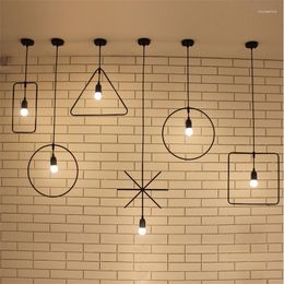 Pendant Lamps Nordic Lights Concise Industrial Light Square Triangle Round With E27 Lamp Holder Home Decor