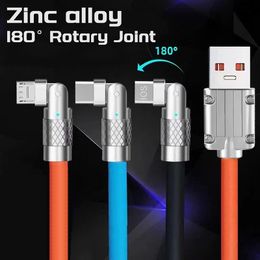 120W 6A Super Fast Charging Cable 180 Degree Rotary Data Cable Type C Silicone Fast Charging for Gaming With Data Transmission